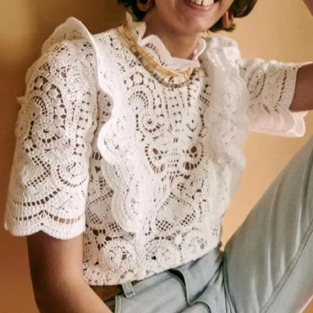 Sezane White Lace Blouse - Picture 2 of 5